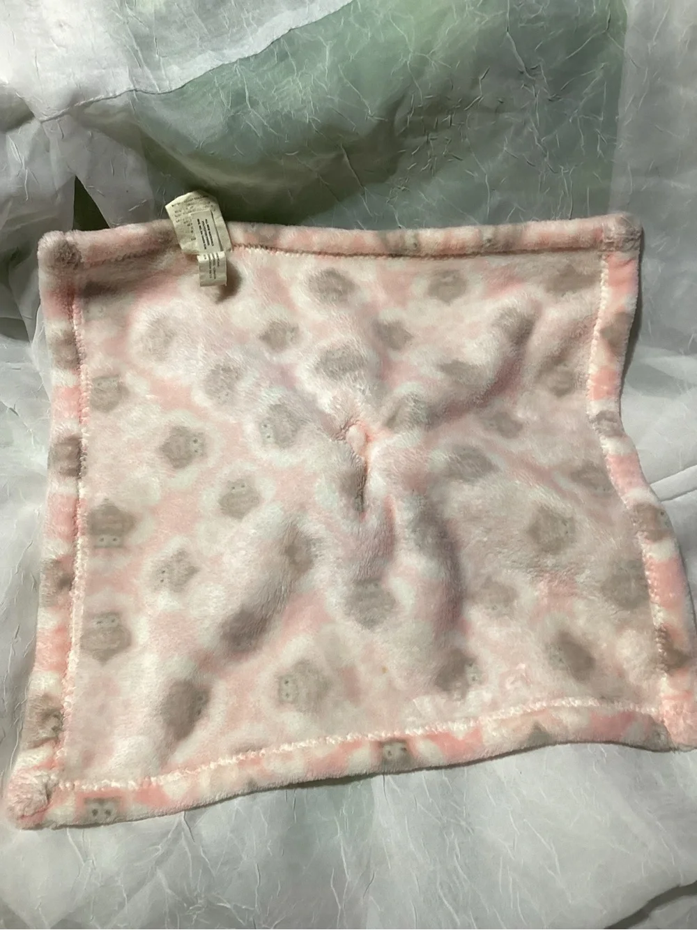 Blankets & Beyond Owl Pink & Grey Baby Lovey Security Blanket Preowned